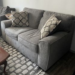 Loveseat Sofa Small Couch  With 2 Throw Pillows 