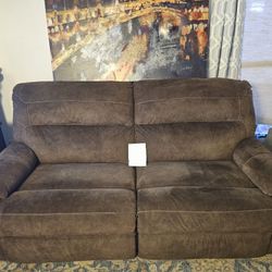 Brown Suede Double Recliner