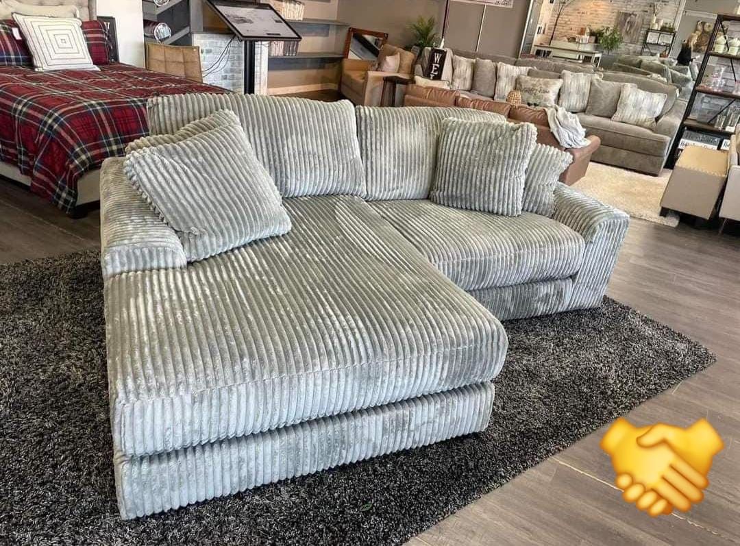 Ashley Plush Fog Sectional Sofa Couch With İnterest Free Payment Options 