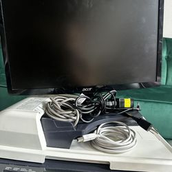 Kyocera Printer, Computer Screen, Desk Lamp,  