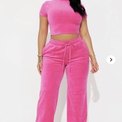 fashion nova velour set - pink 