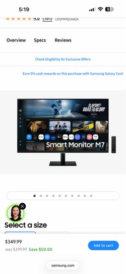 Samsung 32" HD Smart Monitor M7 S32AM702UN
