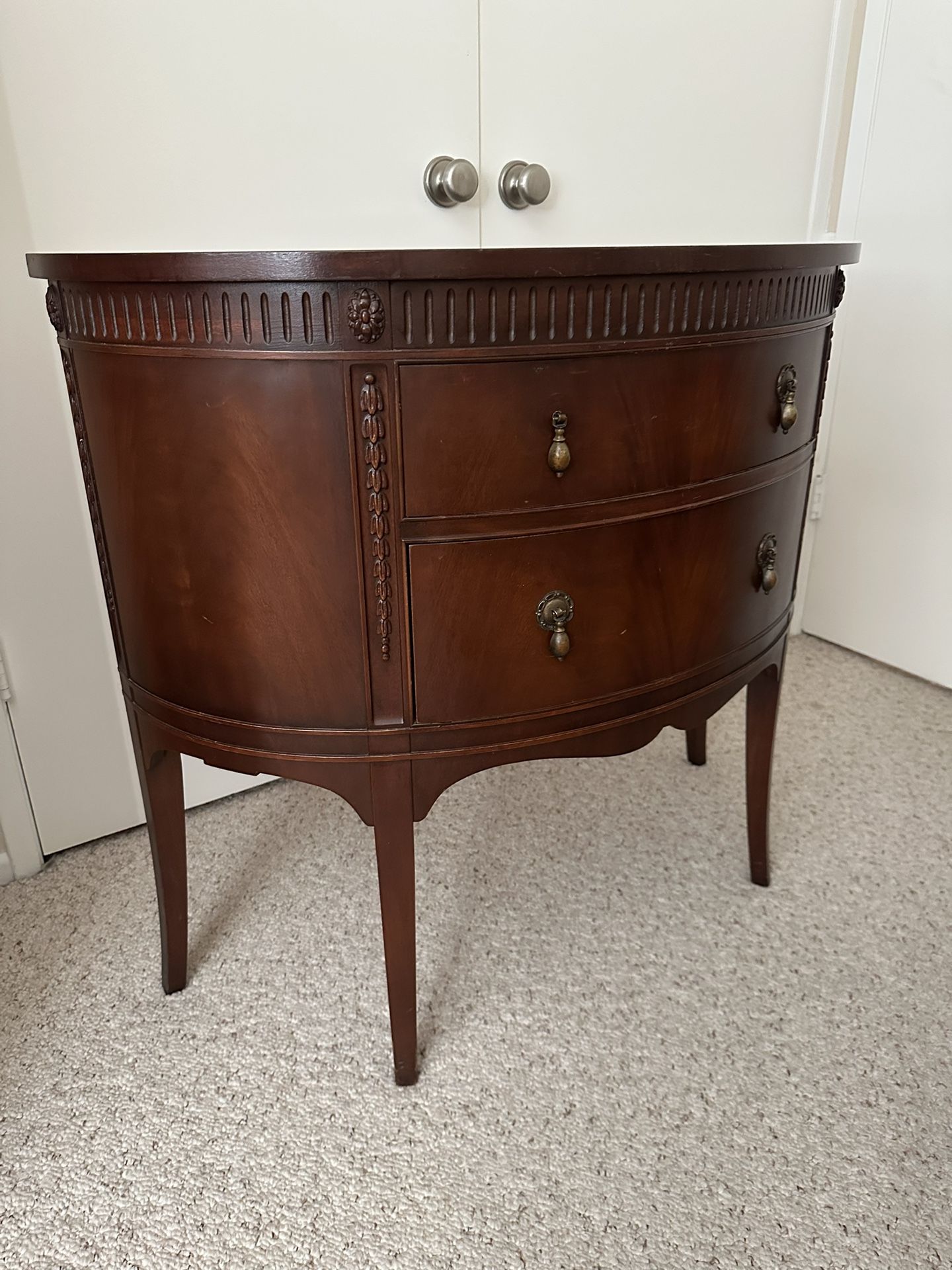Bow Front Table, Federal Antique