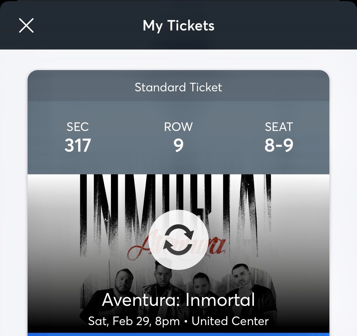 Aventura tickets for Saturday 29th at United Center
