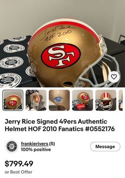 Jerry Rice Signed San Francisco 49ers Authentic Helmet HOF 2010