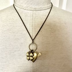 Heart, Clover And Dove Charm Necklace 