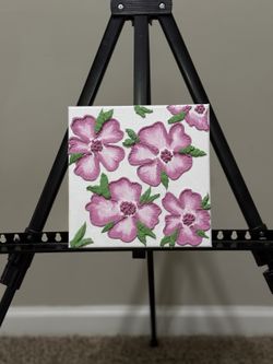 Pink Textured Flower Painting, 8x8 in