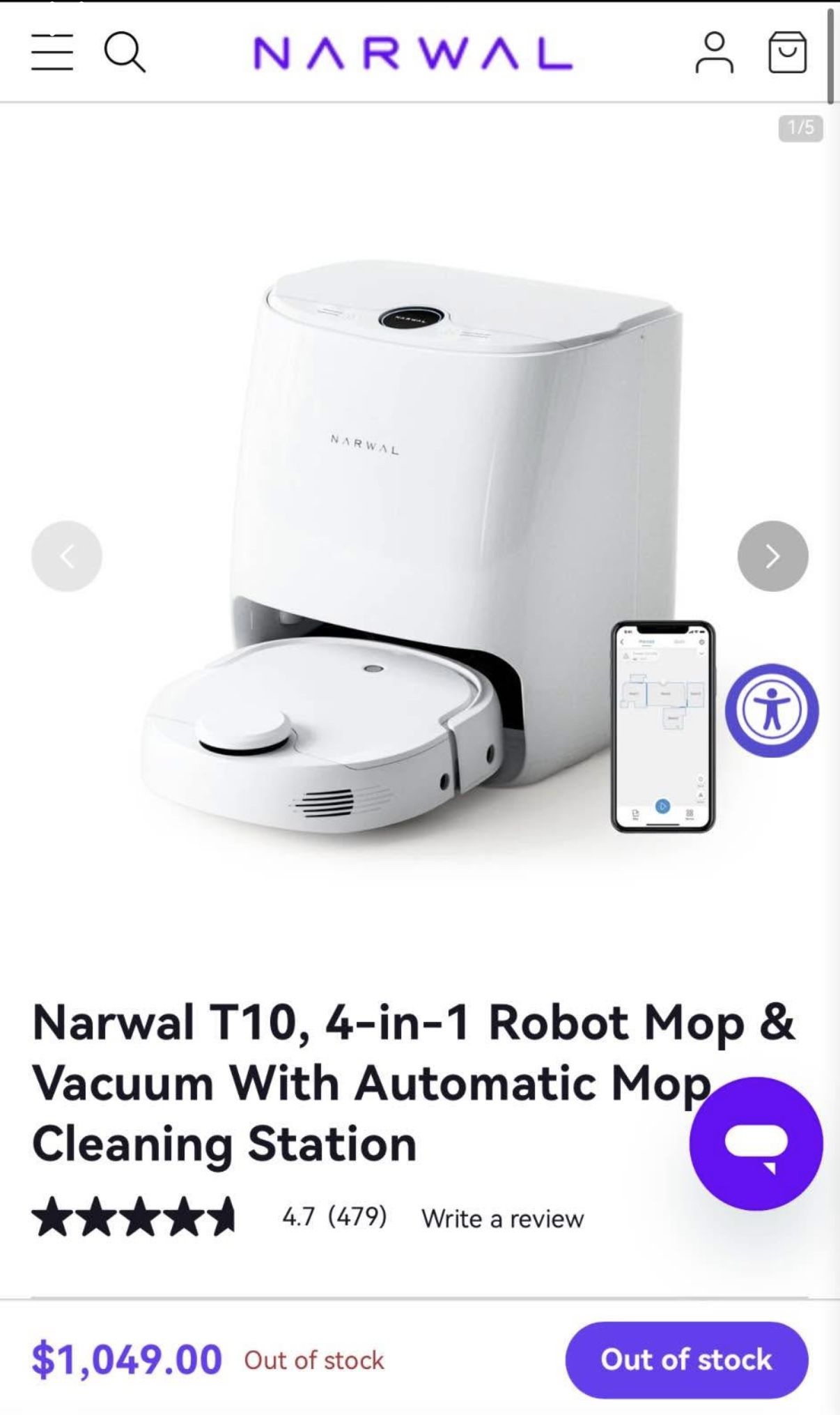 Narwal T10 4-in-1 Robot Mop & Vacuum With Automatic Mop Cleaning Station