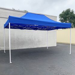 Brand New $145 Heavy-Duty 10x15 FT Outdoor Ez Pop Up Canopy Party Tent Instant Shades w/ Carry Bag (White, Blue)