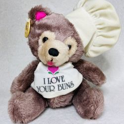 7” 1980s I Love Your Buns Chef Teddy Bear Plush