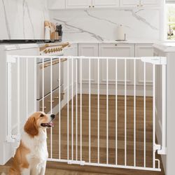 34" Extra Tall No Bottom Bar Baby Gate for Stairs, Auto Close Dog Gate Indoor for Larger Pets, 31.6-48" NEW