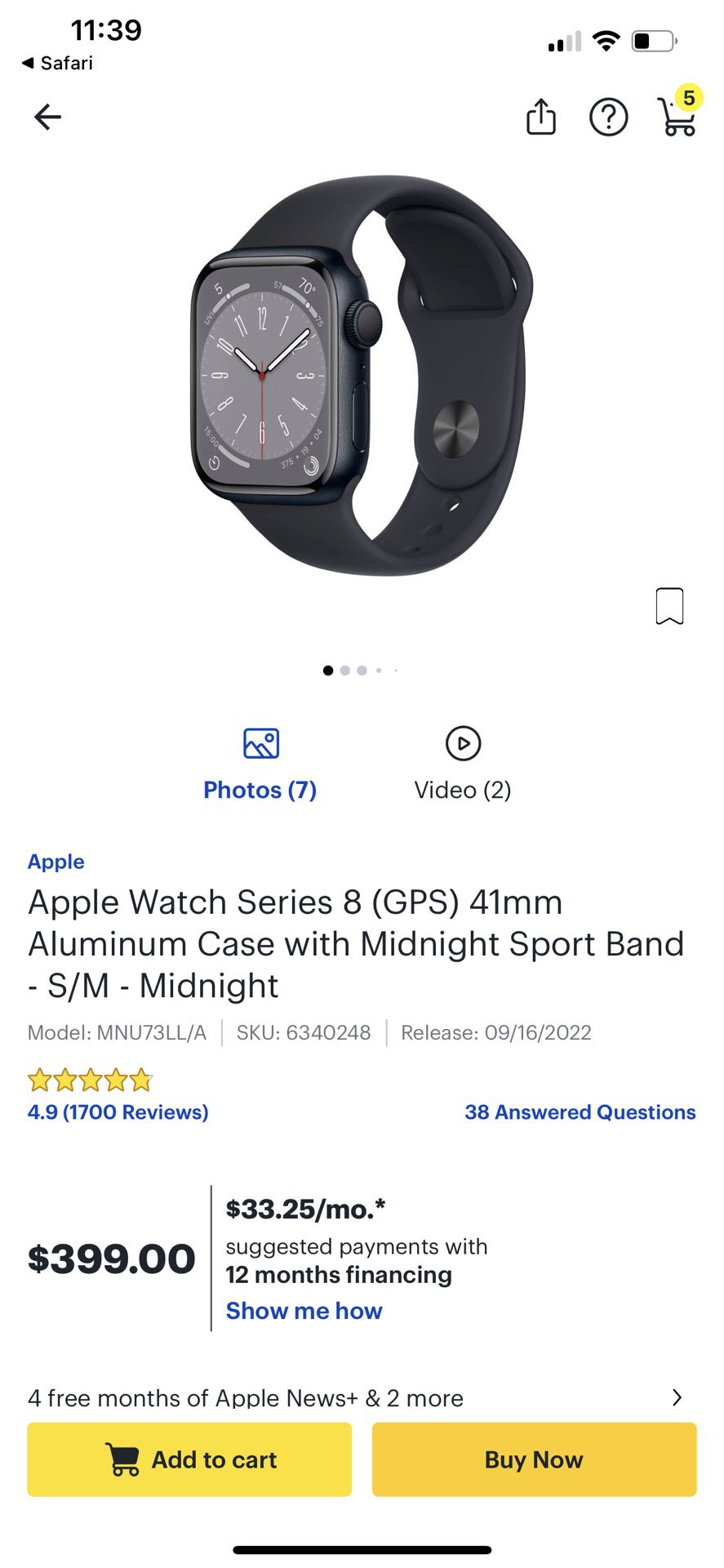 Apple Watch Series 8 GPS Only