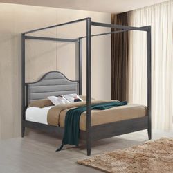 Canopy Full Platform Bed frame With Upholstered Headboard
