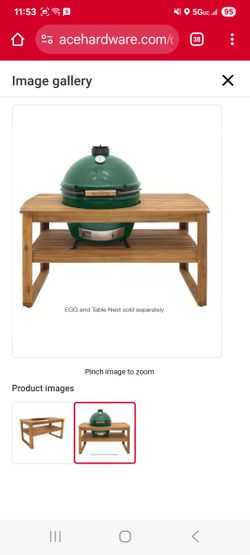 Table Acacia Wood 31 in. H X 32 in. W X 61 in. L (This Table Is ForBig Green Egg XLarge Grill) GREEN EGG NOT INCLUDED.