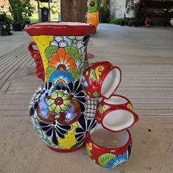 Red Talavera Water Fountain. Clay Pots, Planters,Pottery,Plants.