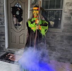 Halloween 🎃 6-ft Freestanding Motion Activated Talking Lighted Witch Animatronic NEW