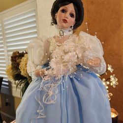 Wind Beneath My Wings Porcelain Doll Blue Victorian Dress