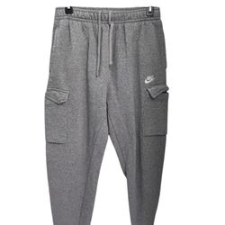 Nike Pants Mens Small Gray Club Fleece Cargo Tapered Sportswear Medium