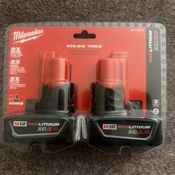 Milwaukee M12 3.0ah Battery (2-pack, new)