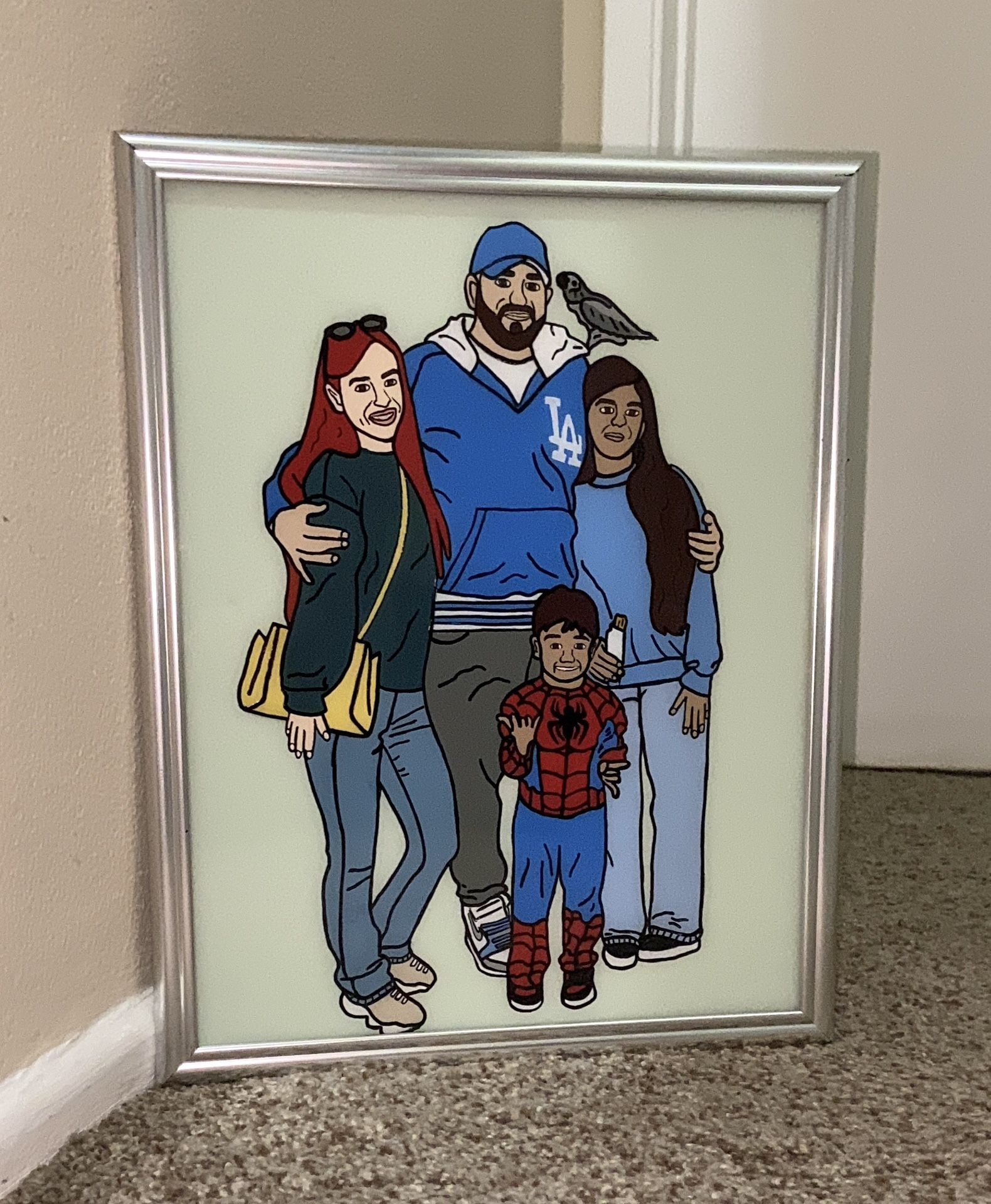 Glass Paintings Family, Friends, Pets, Anime & Cartoon Portraits Available LOCATED IN COVINA