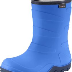 HISEA Kid's Snow Boots Waterproof Warm Fleece Fur Lined Winter Rain Boots Size 3 Blue, Yellow, Pink 