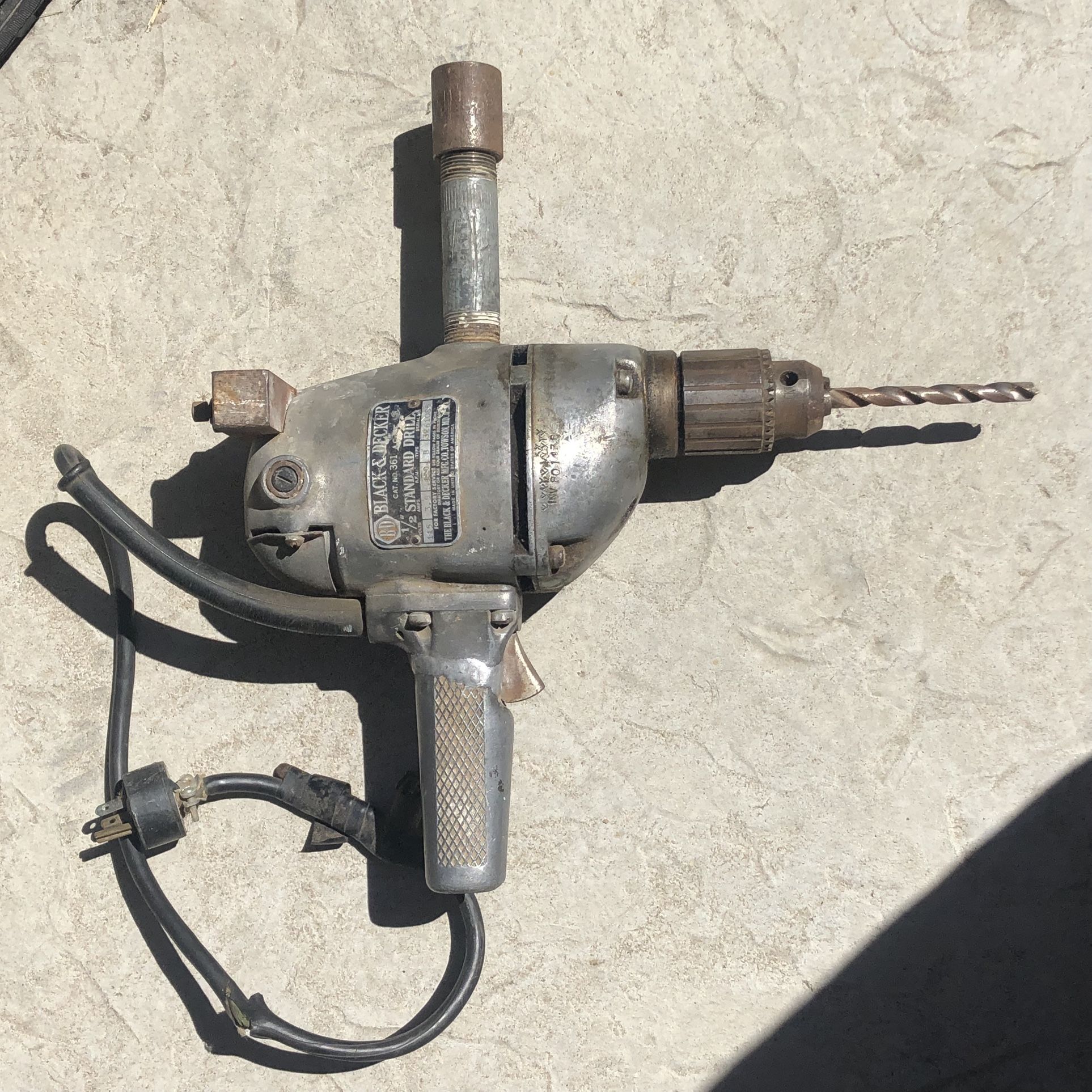 1950’s Black & Decker Electric Drill Cat. #361 1/2" Chuck 400RPM AC-DC Mid-Century