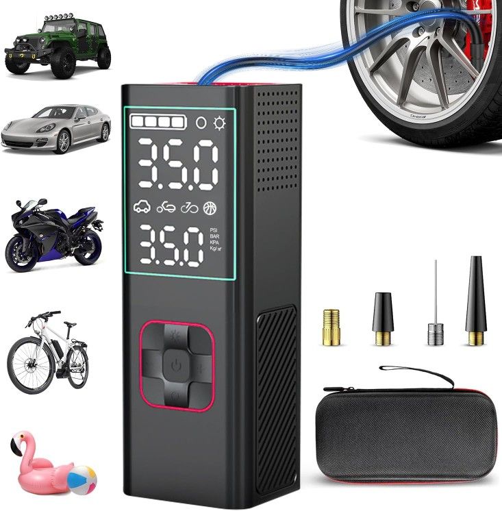 Portable Tire Inflator - 160PSI, 20000mAh, 3X Fast Inflation