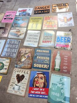 Vintage Metal Signs $10 Each Or 3 For $20