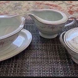 Vintage Noritake Fairmont 6102 Platinum Trim China 3 pieces in mint condition   