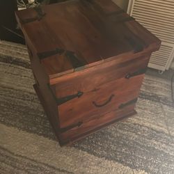 Wooden Chest End Table Storage