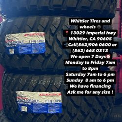 SET OF NEW TIRES, 33X12.50R20 ATLANDER MT, INCLUDING MOUNTING AND BALANCING. ASK ME FOR ANY SIZE OR BRAND, LLANTAS NUEVAS