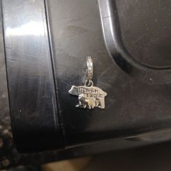 Mama Bear 925 Cz Charm Solid Hoop