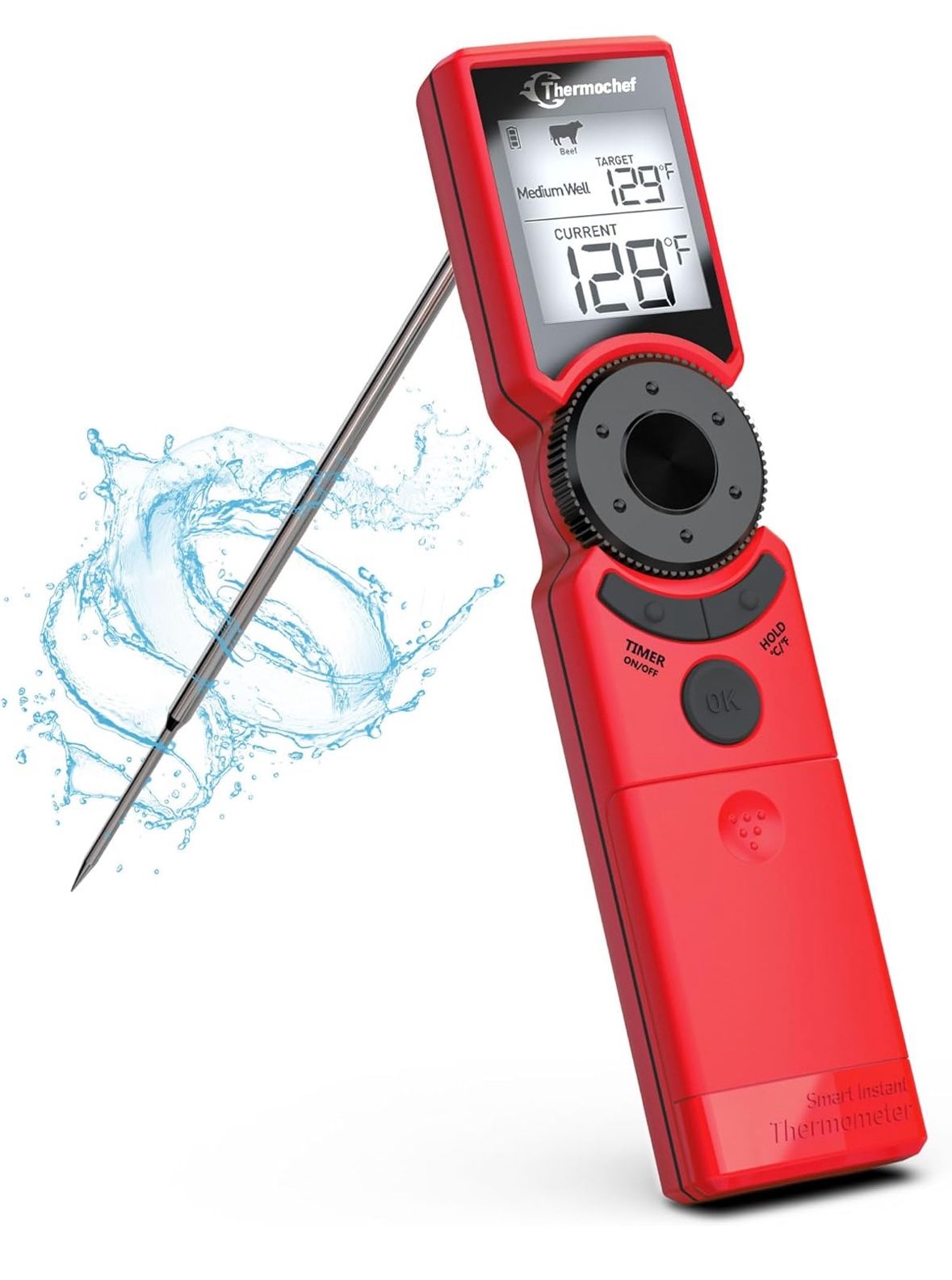 Meat Thermometer Digital Instant Read for Grilling, High Accuracy ±1% ℉, Backlit Screen with Auto Wake/Sleep, Customized Mode Food Thermometer for Coo