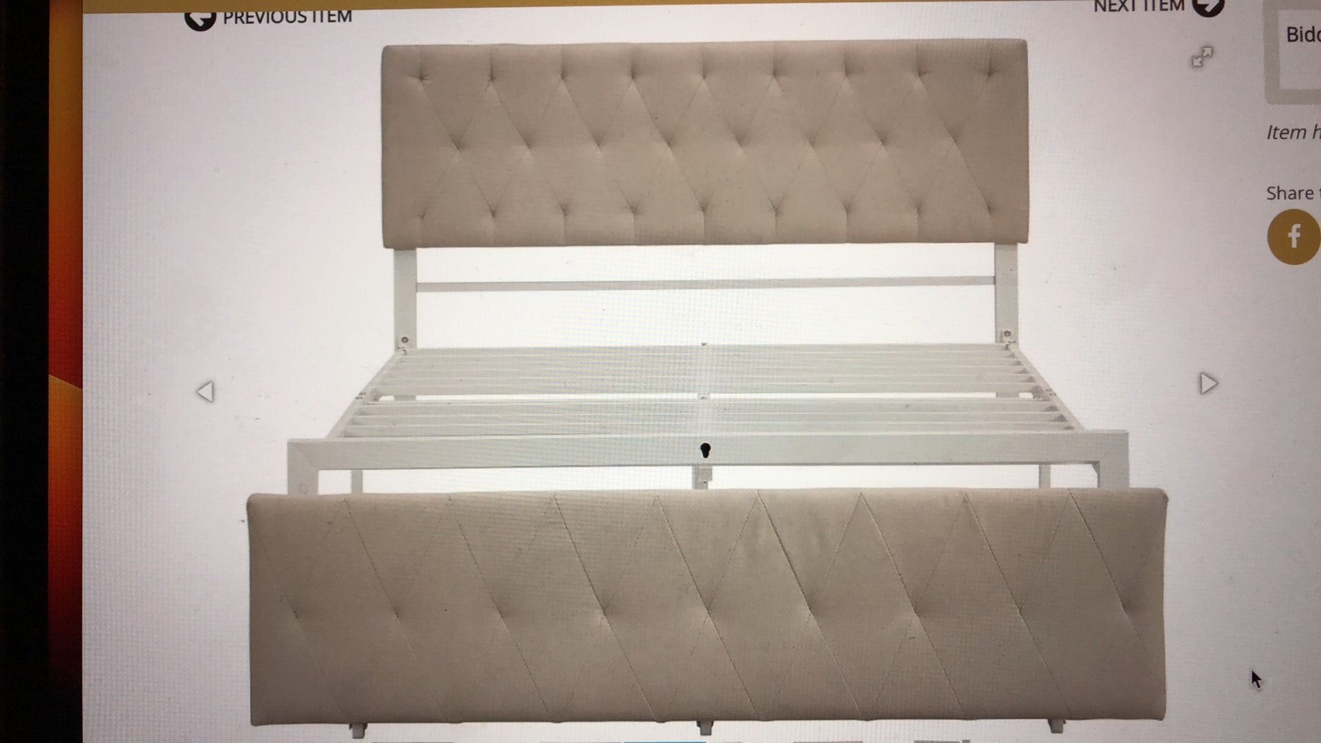 New Meritline Twin Size Metal Platform Bed Frame W/ Upholstered Head/Foot Boards(5058)