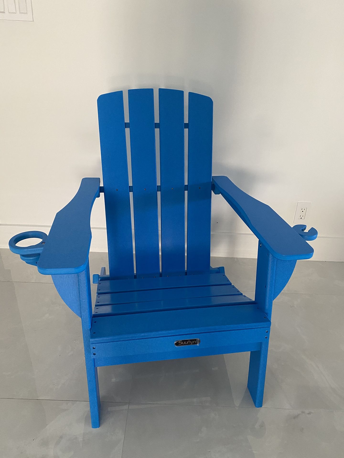 New Folding Adirondack Chair with 2 Cup Holder, Outdoor Lawn Chair, Garden chair