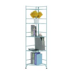  5 Tier Folding Metal Corner Shelf, Seafoam Shelves Plant Stand 