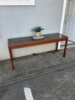 Nice Solid Wood Mid-century Teak Console Hallway Entryway Sofa Table