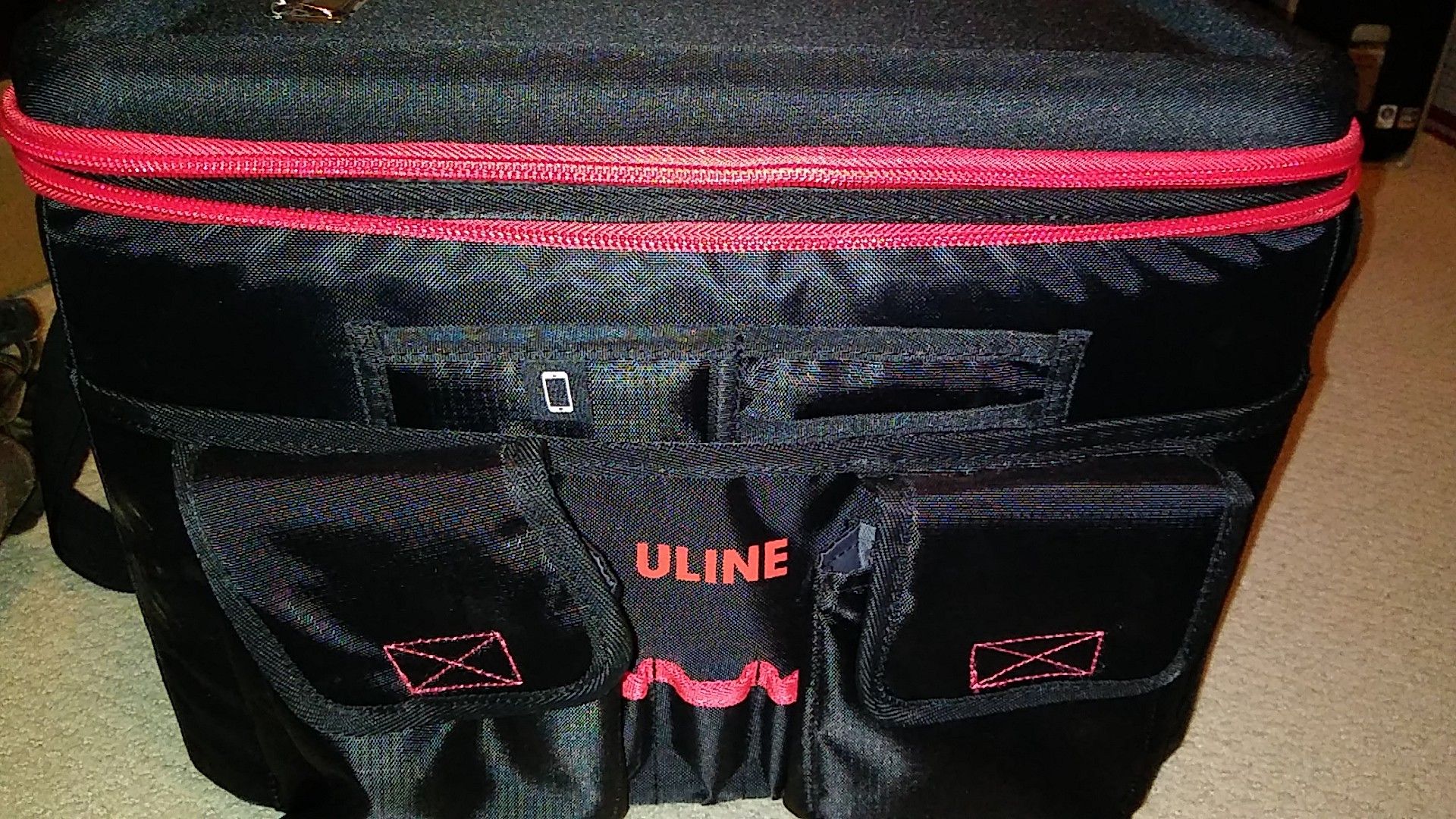 ULINE Portable File Holder And Laptop Holder With Click Board On Top And Extra Pockets Outside And Inside.  Brand New