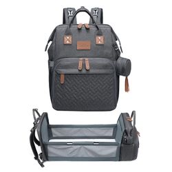 Diaper Bag Backpack with Fold-Out Bassinet