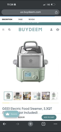 G553 Electric Food Steamer, 5.3QT (Stew Pots Not Included)
