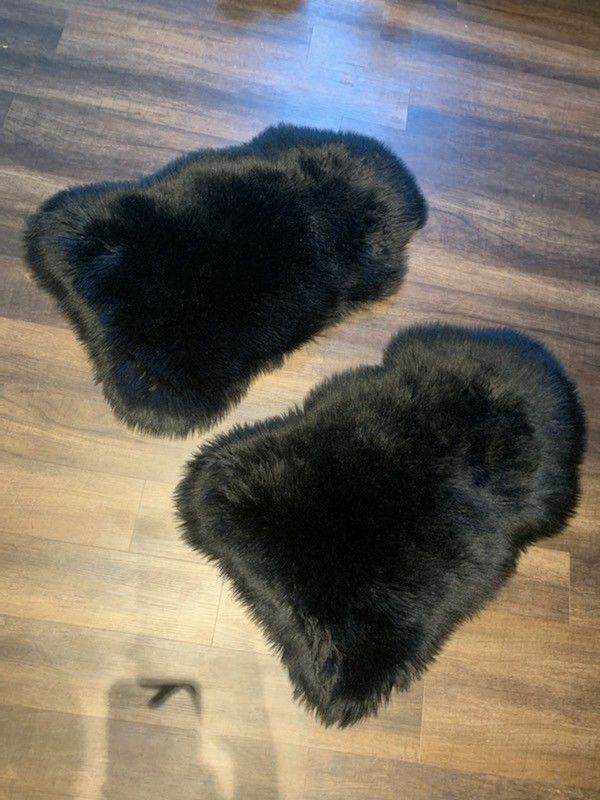 2 New Sheepskin Black Area Rugs