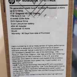 Hp Laptop 17" Core I5