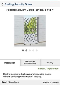 Folding Security Gate Single 3-4' x 7'