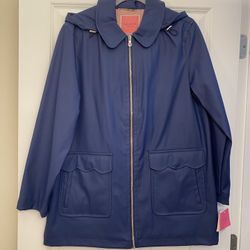 NWT Kate Spade Rain Coat With Detachable Hood in Size Large