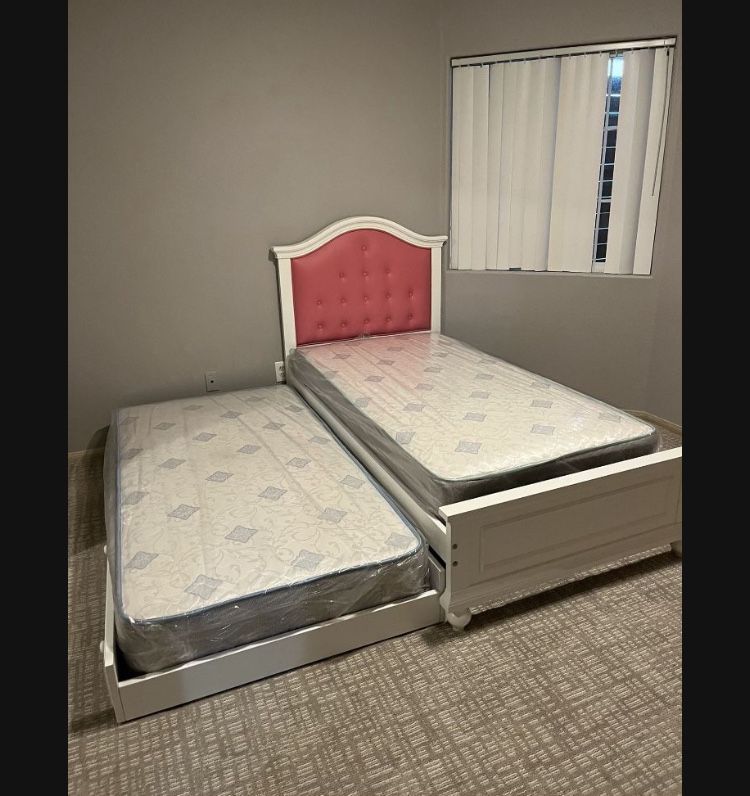 Twin Over Twin Size Frame With Mattress