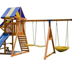 Sportspower Willow Creek WP-603 Kids Wooden Outdoor Swing Play Set 