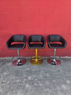 Set of 3 beautiful contemporary low-back counter stools that adjust up to bar height,  $140 for all 3 stools