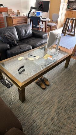 Brass glass table