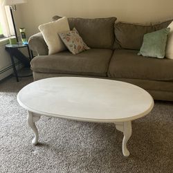 Unique DIY Painted White Oval Coffee Table - Vintage Style