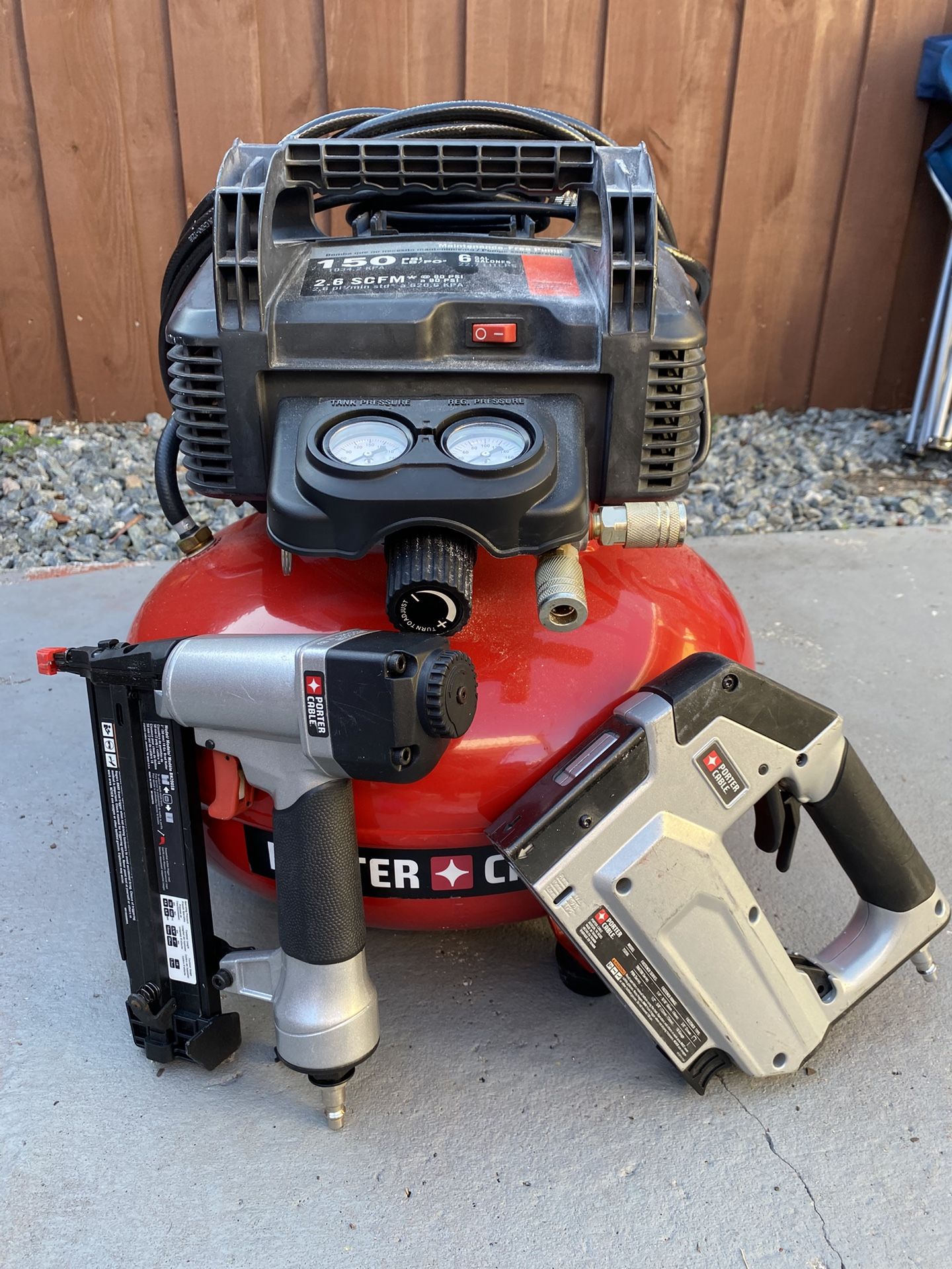 Porter Cable Air Compressor With Nail Gun And Staple Gun